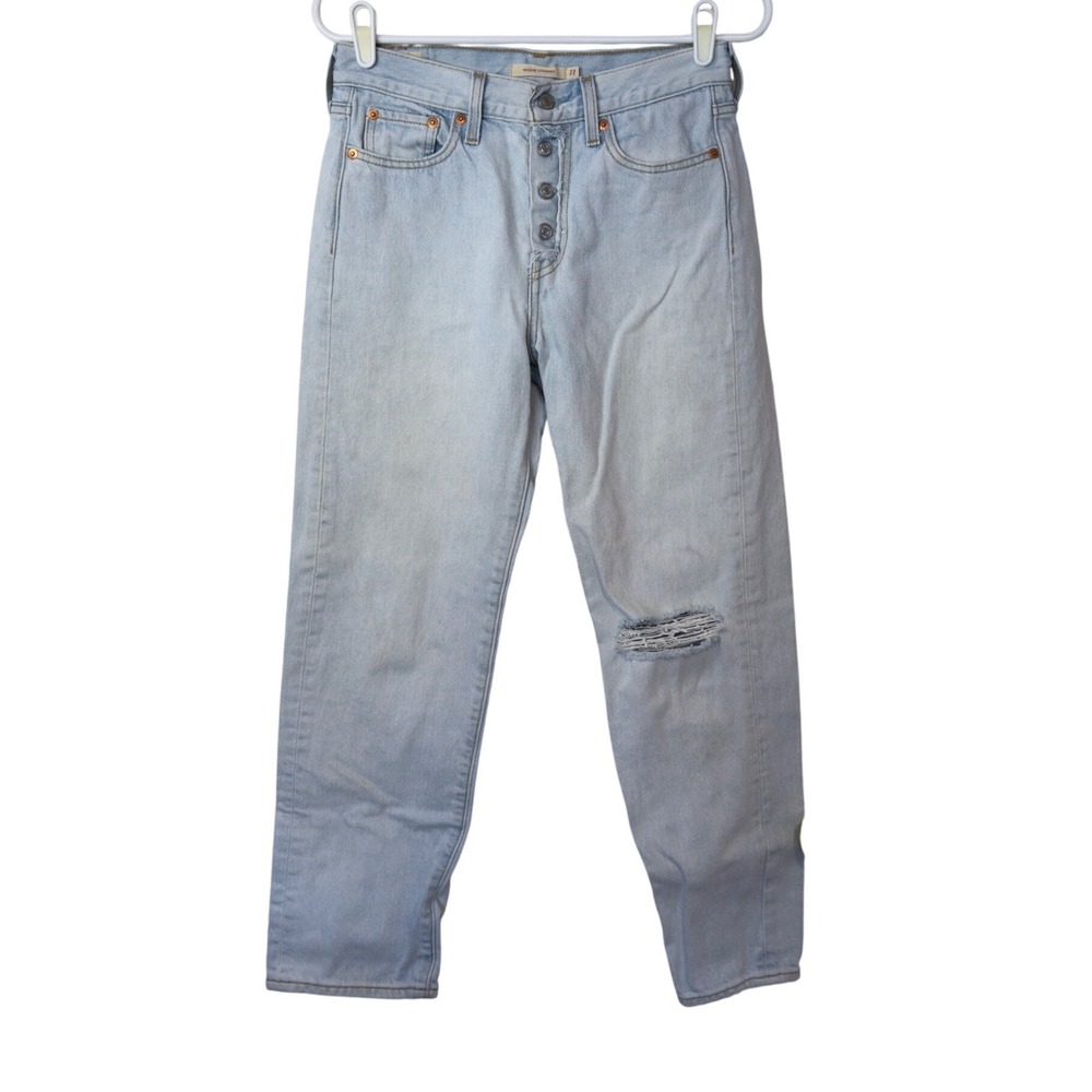 Levi's Wedgie Straight Premium Denim Light Wash Button Fly Jeans Size 27